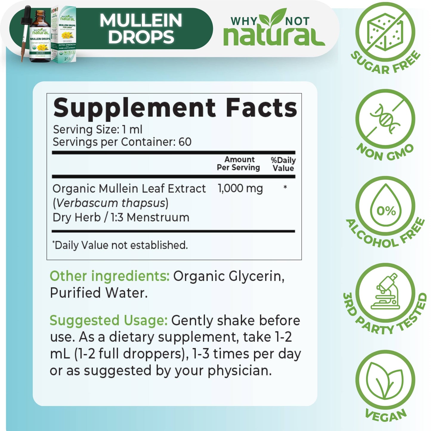 Organic Mullein Drops for Lungs