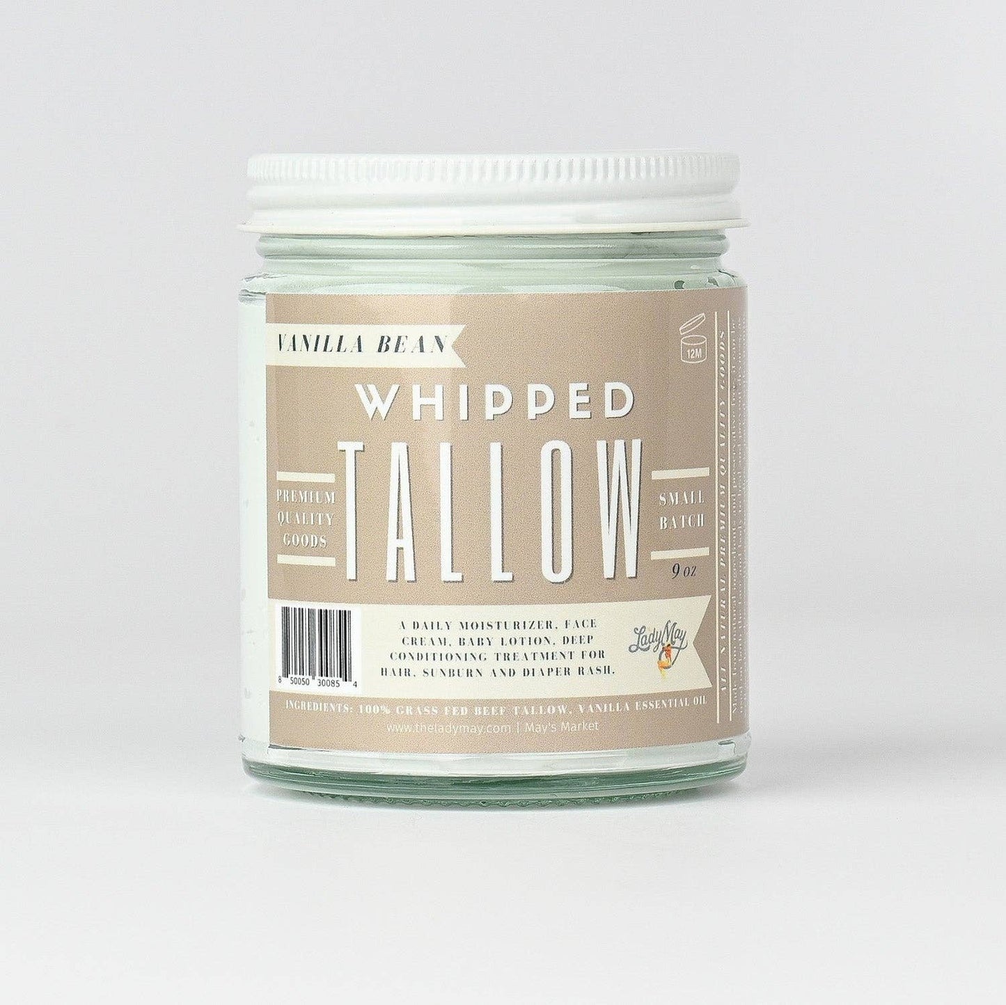 Vanilla Whipped Tallow Moisturizer | 100% Natural Skincare: 9oz