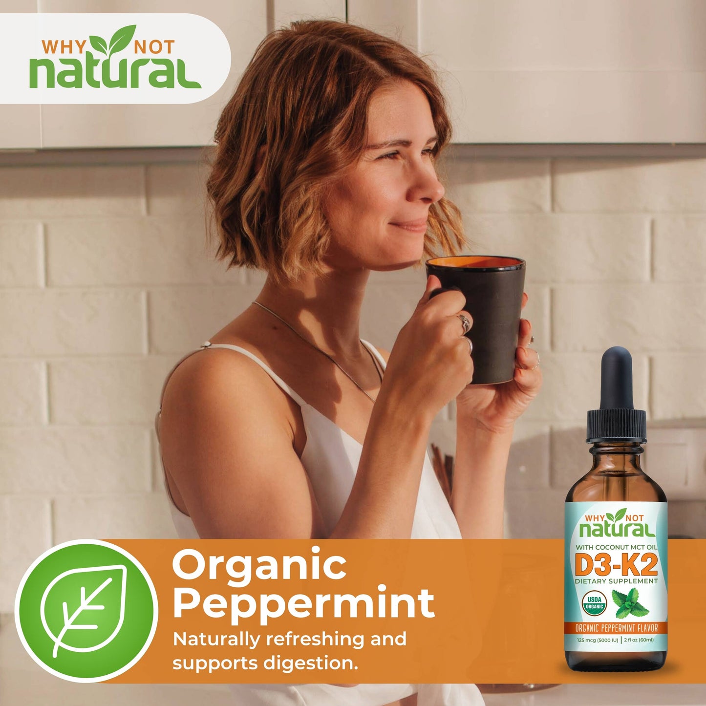 Organic Vitamin D3 Liquid Drops with K2 (MK-7)