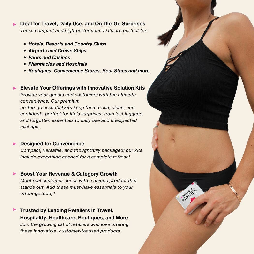 3in1 Kit = Panty + Wipe +Liner Travel & On-the-Go Essentials